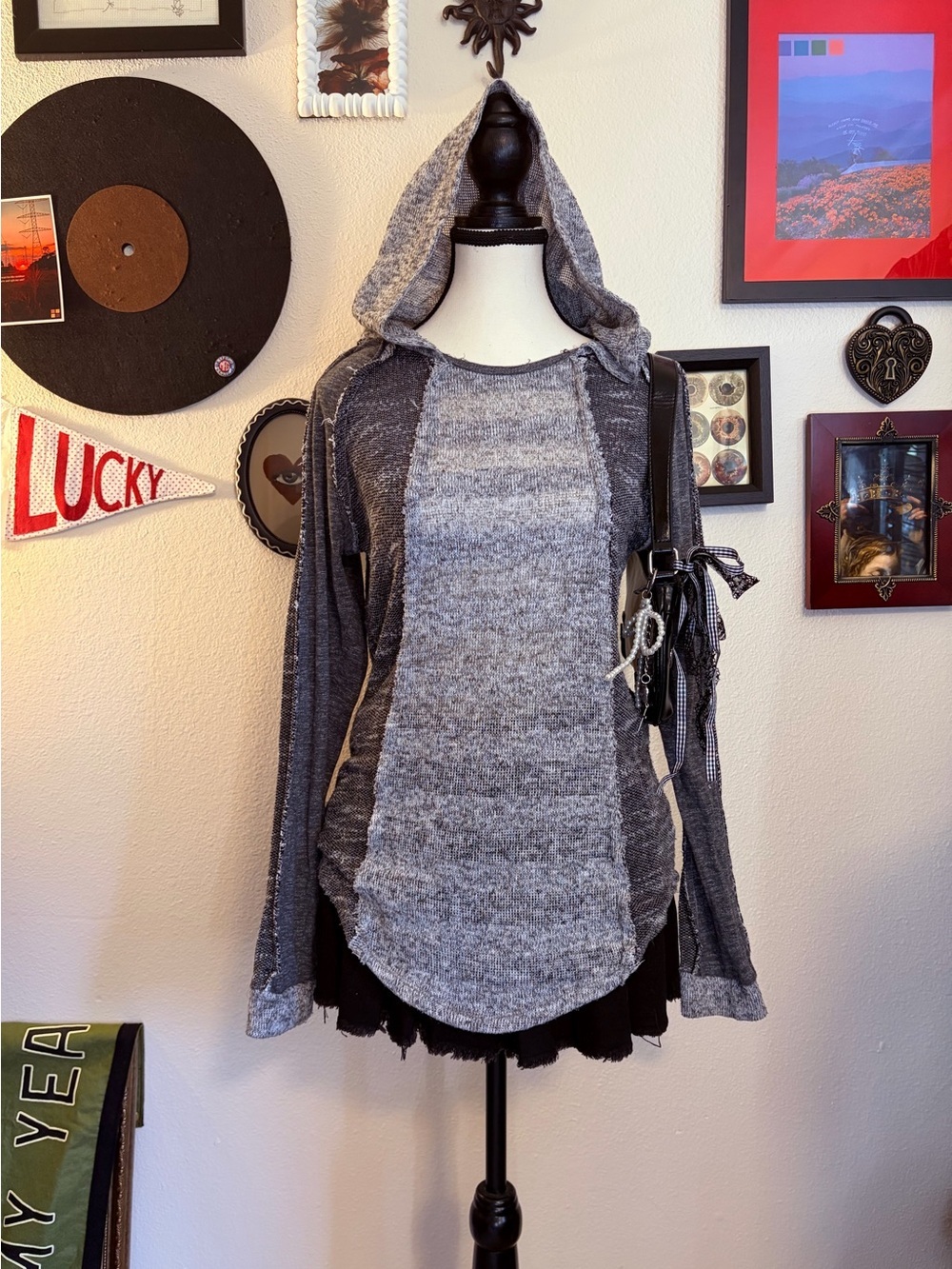 Heathered Gray Knit Hoodie